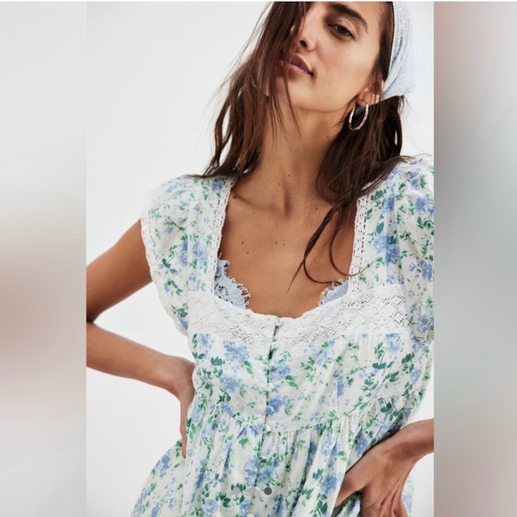 NWOT Free People Alessia Printed Mini Floral Dress Size Medium - Picture 4 of 13